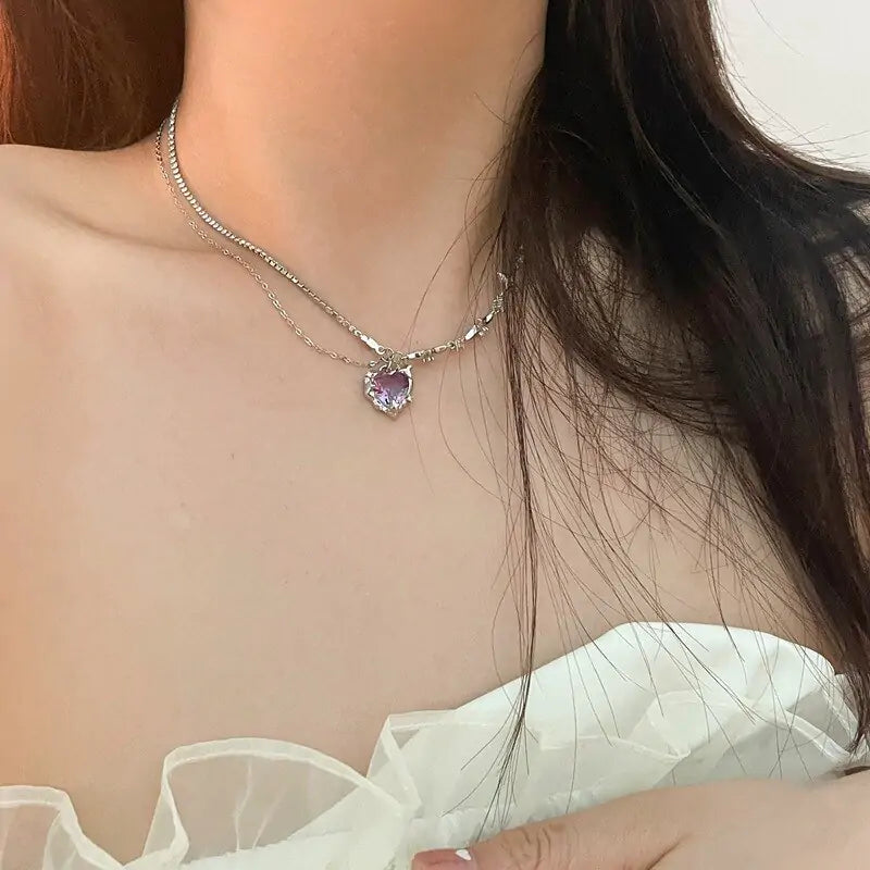 Crystal Heart Star Necklace